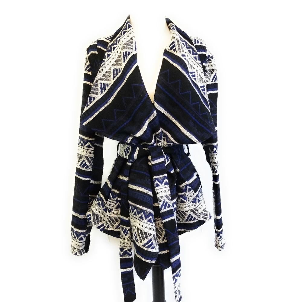 JACK By BB Dakota Blue Aztec Wool Jacket Coat L